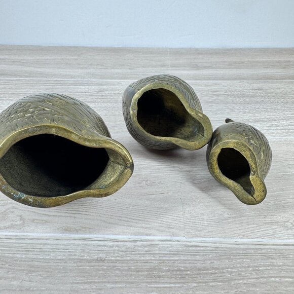 Vintage Solid Brass Quail Figurines Set of 3 MCM Boho Decor - Picture 4 of 11